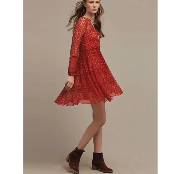 Maeve Red Geometric Patterned Dress - Picture 3 of 5